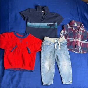 12m vintage Nevada Navy Blue Joe, Gap jeans Kids Polo place Shirt, lot x4pc